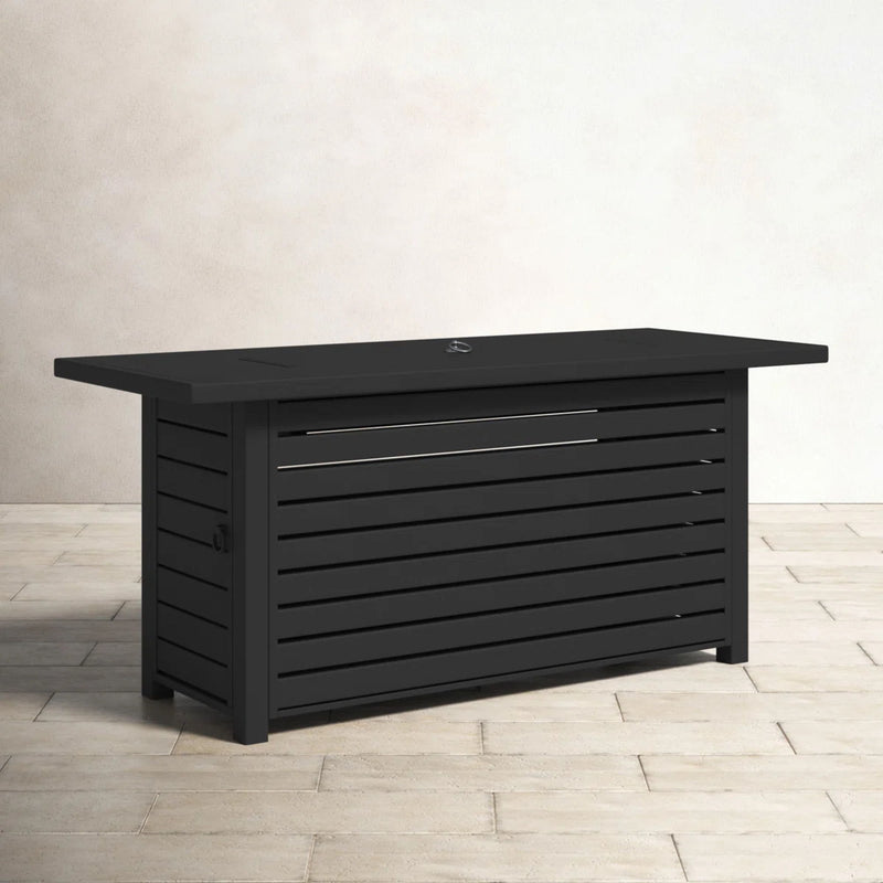 Propane / Gas Outdoor Fire Pit Table With Lid Durable Construction - Black - R&R Furniture Gallery (Fountain Valley, CA)