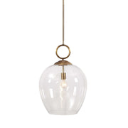 Large white blown glass pendant light by Uttermost, featuring a 1-light design for modern pendant lighting decor.