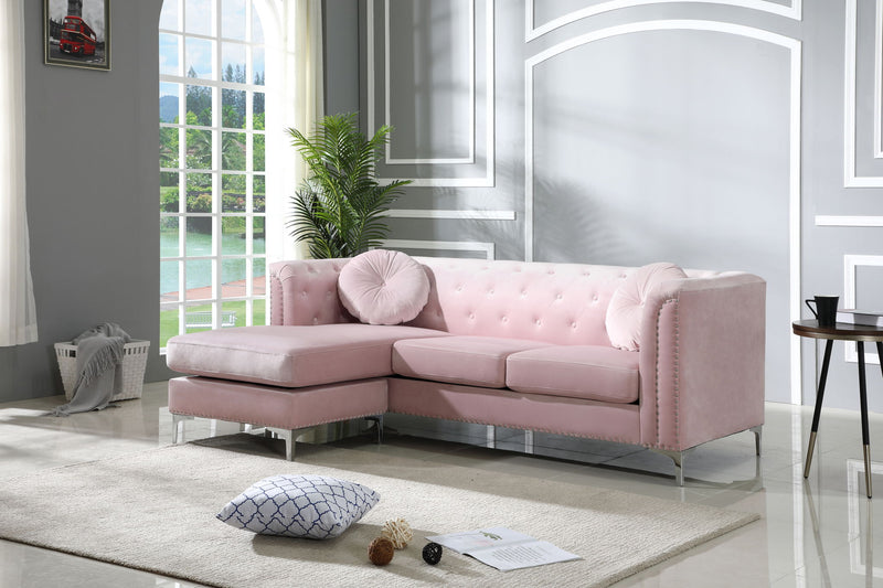 Glory Furniture Pompano Micro Suede Sofa Chaise in beige, part of stationary sectional with plush cushions and sleek design.