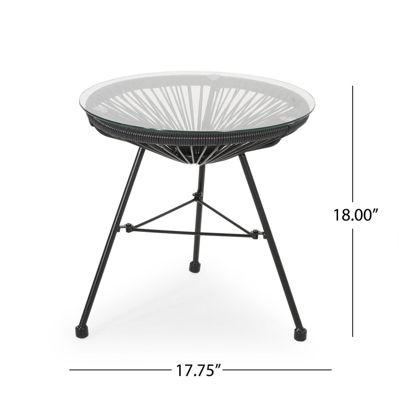Nusa - Modern Rattan Side Table With Tempered Glass Top - R&R Furniture Gallery (Fountain Valley, CA)