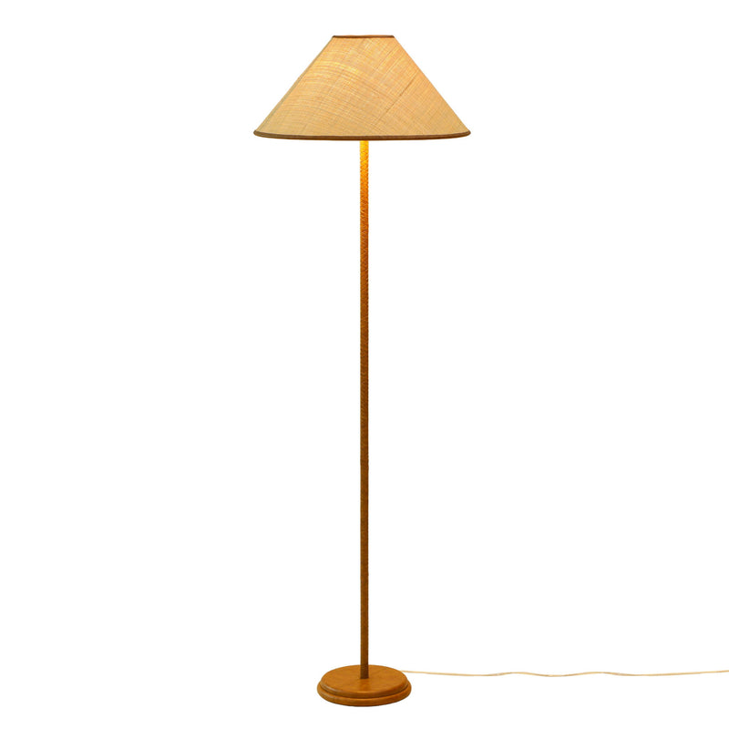 Keria - Vegan Leather and Raffia Designer Floor Lamp - Natural - R&R Furniture Gallery (Fountain Valley, CA)