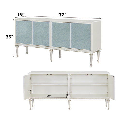 Ansaldo - Console Cabinet - Pearl White & Silver Shimmer - R&R Furniture Gallery (Fountain Valley, CA)