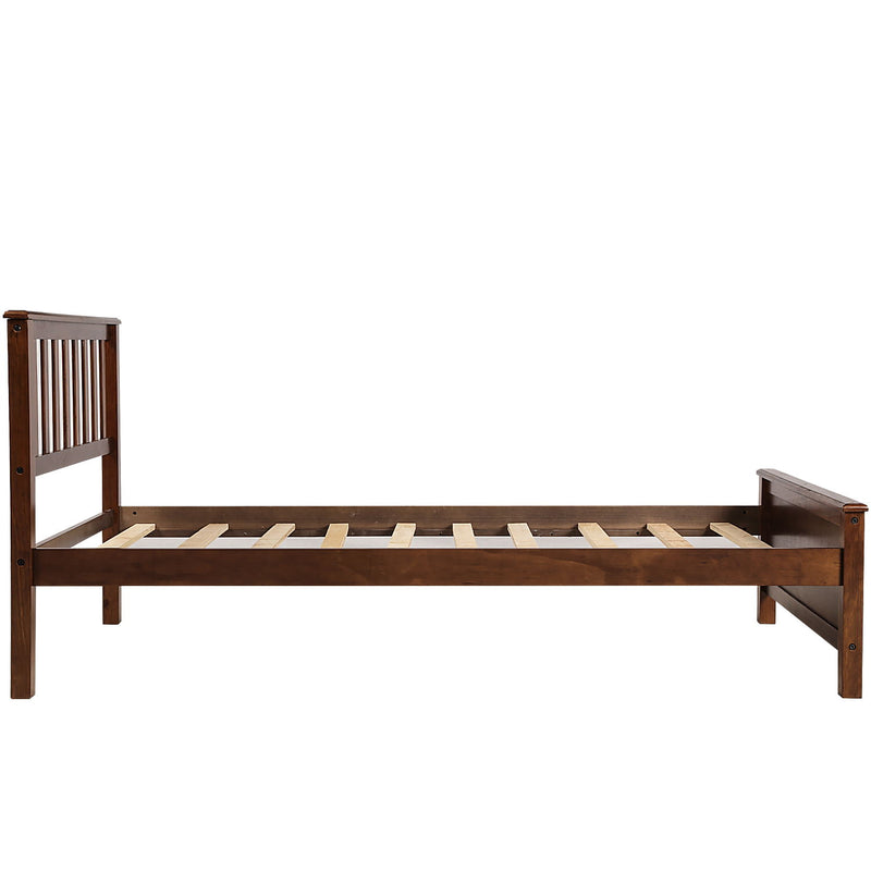 DreamHaus platform bed with headboard, footboard, and wood slat support, showcasing a modern bedroom furniture design.