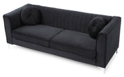 Glory Furniture Delray Micro Suede Sofa in beige, stationary living room sofa with plush cushions and sleek design.