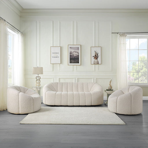 Osmash - Chair With Swivel - White Teddy Sherpa - R&R Furniture Gallery (Fountain Valley, CA)