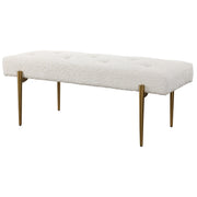 Uttermost Olivier accent bench with wooden top and metal legs, ideal for entryway or living room decor.