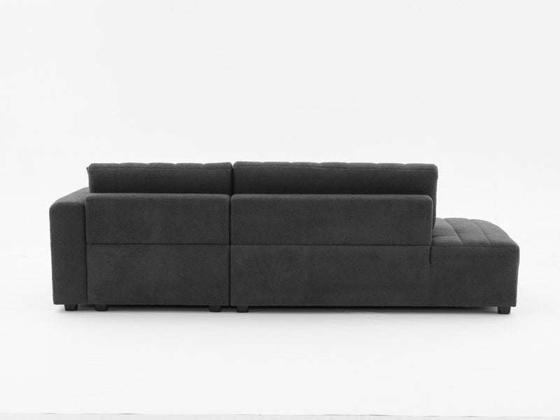 Urban Retreats Jessica lamb wool sectional sofa with chaise, stationary sectional with plush upholstery and modern design.