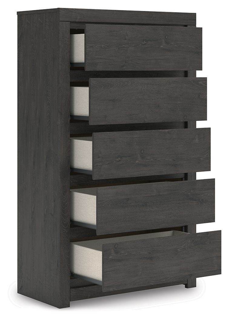 Fraluna - Five Drawer Chest - Charcoal - R&R Furniture Gallery (Fountain Valley, CA)