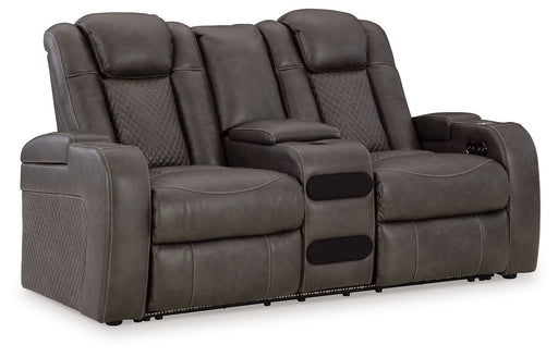 Fyne-dyme - Power Reclining Loveseat With Console/Adj Hdrst - R&R Furniture Gallery (Fountain Valley, CA)