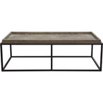 Lex Rectangle Cocktail Table in Rustic Oak Veneer Finish Top w/ Black Powder Coated Metal Base