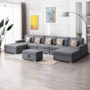 Nolan - Fabric 6 Piece Sectional Sofa With Pillows And Interchangeable Legs - R&R Furniture Gallery (Fountain Valley, CA)