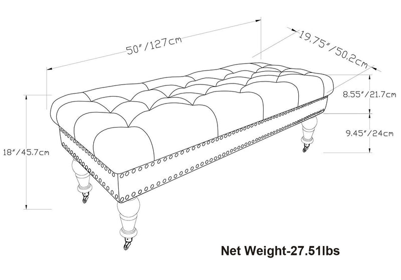 Henley - Tufted Ottoman Bench - Distressed Brown - R&R Furniture Gallery (Fountain Valley, CA)