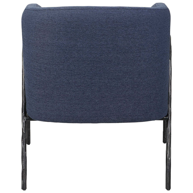 Uttermost Jacobsen accent chair with plush fabric upholstery and modern design, shown in a stylish living room setting.