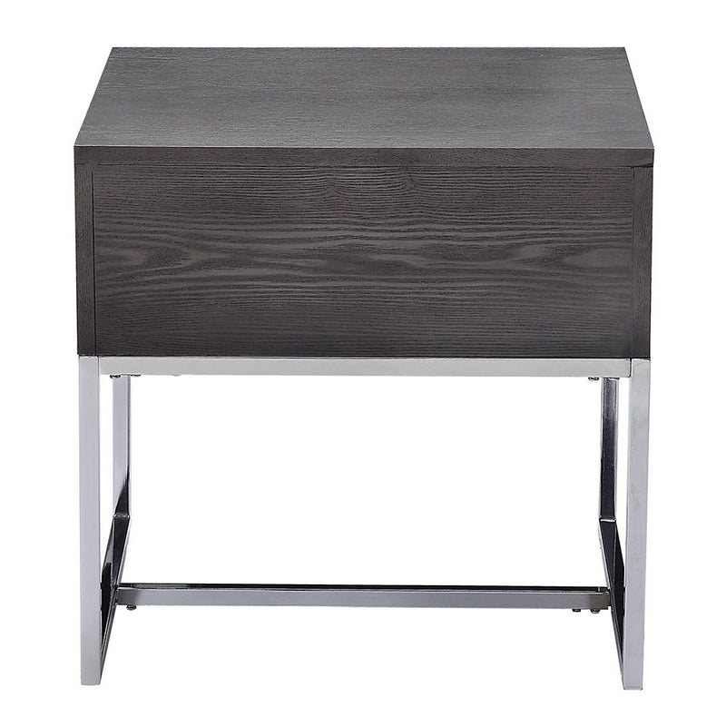 Iban - End Table - Gray Oak & Chrome - R&R Furniture Gallery (Fountain Valley, CA)