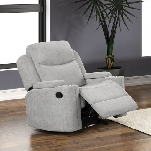 Galya - Motion Glider Recliner - Light Gray Chenille - R&R Furniture Gallery (Fountain Valley, CA)