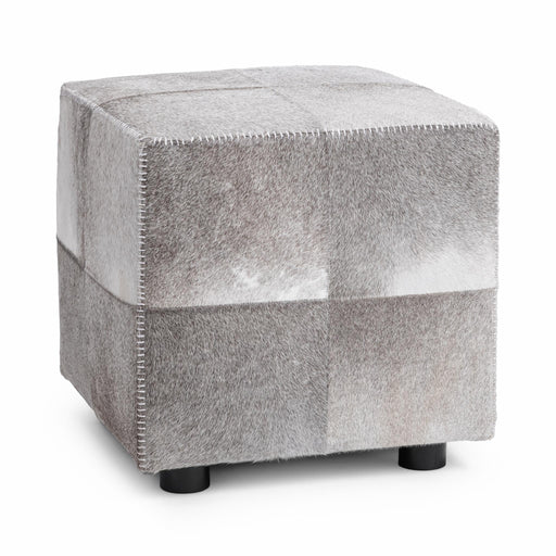 Square Sparrow Gray upholstered Ottoman from Classic Home's Landyn collection, featuring soft fabric and sturdy wooden legs.
