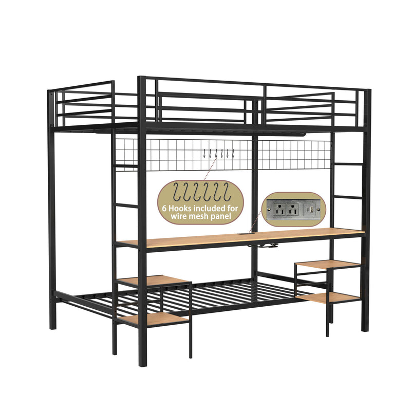 Ethan - Bunk Bed With Desk, Charging Station, Storage Shelves - R&R Furniture Gallery (Fountain Valley, CA)