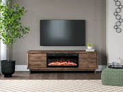 Signature Design by Ashley Zadilyn TV stand with built-in fireplace option, modern wood finish and storage compartments