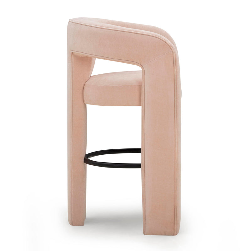 TOV Furniture Malone counter height stool with wooden legs and cushioned seat, ideal for kitchen or bar area.