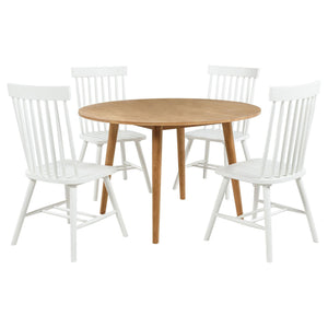 Andrews 5-piece Round Dining Table Set Light Ash and White