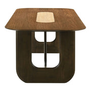 Kyree Walnut Dining Table by ACME, showcasing a sleek wooden surface and sturdy legs in a modern dining room setting.