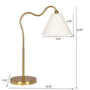 Ornate - Ring Base Curved Table Lamp With Triangle Drum Shade - Gold / White - R&R Furniture Gallery (Fountain Valley, CA)