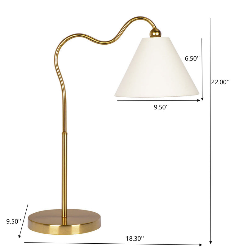 Ornate - Ring Base Curved Table Lamp With Triangle Drum Shade - Gold / White - R&R Furniture Gallery (Fountain Valley, CA)
