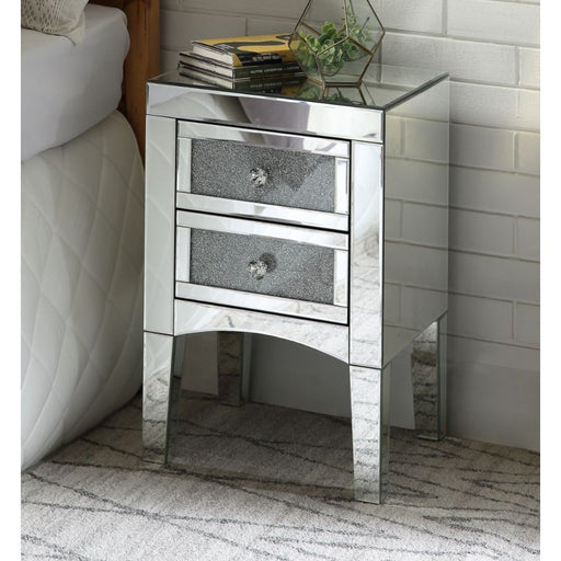 Noralie - 24" Accent Table - Mirrored, Faux Diamonds - R&R Furniture Gallery (Fountain Valley, CA)
