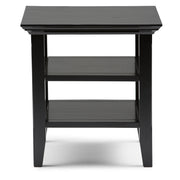 Handcrafted Acadian end table by Simpli-Home featuring wood finish and simple design, perfect for living room decor.