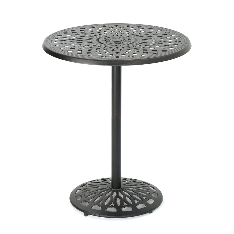 Elegant Cast Aluminum Round Bar Table With Romantic Filigree Design - Copper - R&R Furniture Gallery (Fountain Valley, CA)