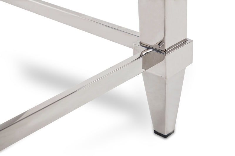Agar Modern Glass & Stainless Steel Console Table — view 2