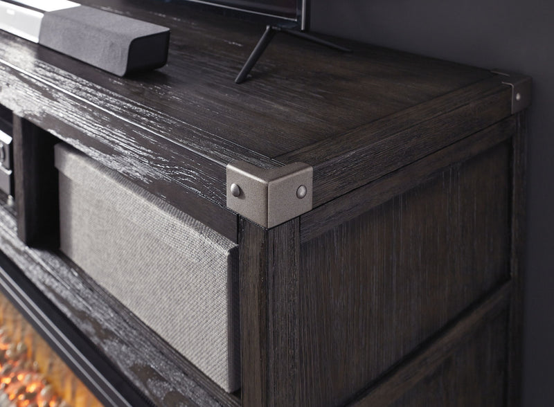 Todoe - LG TV Stand w/Fireplace Option - Gray - R&R Furniture Gallery (Fountain Valley, CA)