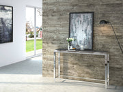 Agar Modern Glass & Stainless Steel Console Table — view 5