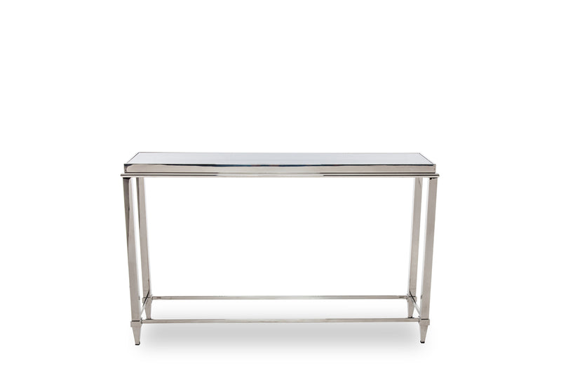 Agar Modern Glass & Stainless Steel Console Table — view 3