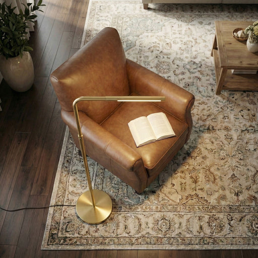Verve - Floor Lamp With On / Off Switch Adjustable LED Round Base - Gold - R&R Furniture Gallery (Fountain Valley, CA)