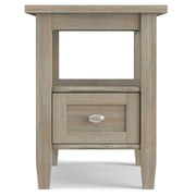 Warm Shaker handcrafted coffee table by Simpli-Home with a natural wood finish and sturdy rectangular design.