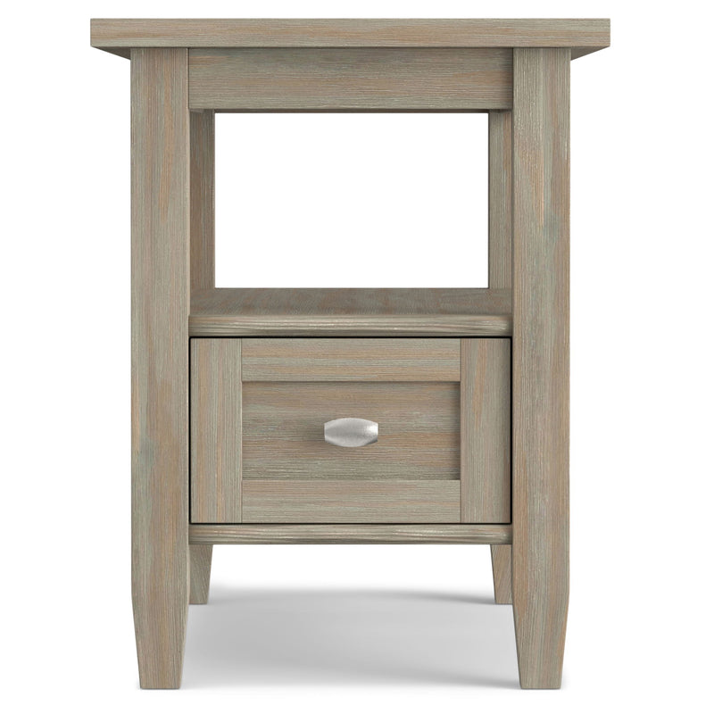 Warm Shaker handcrafted coffee table by Simpli-Home with a natural wood finish and sturdy rectangular design.