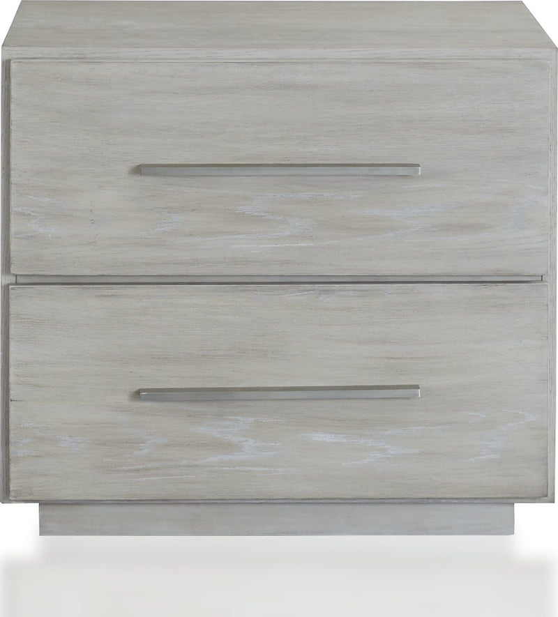 Destination Two Drawer Nightstand in Cotton Grey