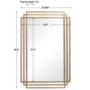 Uttermost Amherst wall mirror with a sleek, modern frame, hanging on a wall, showcasing its elegant design and reflective surface.