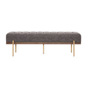Luxury Noble House Thorian upholstered ottoman bench with channel tufting and gold metal base, gray fabric, modern and stylish design.