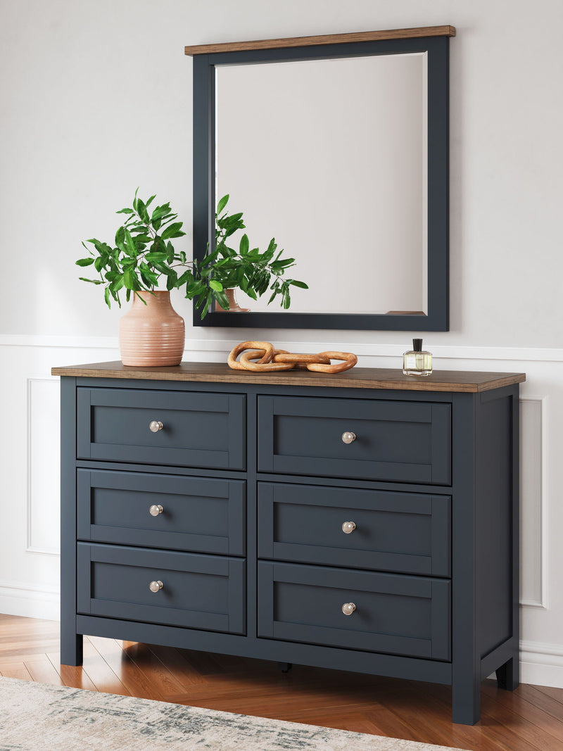 Landocken - Dresser and Mirror - Brown / Blue - R&R Furniture Gallery (Fountain Valley, CA)