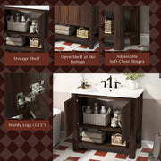 Modern Bathroom Vanity With Rectangle Ceramic Sink, Soft Closing Doors - R&R Furniture Gallery (Fountain Valley, CA)