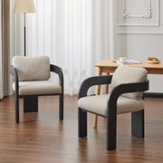 Dining Chairs With Pillow Back (Set of 2) - Beige / Black - R&R Furniture Gallery (Fountain Valley, CA)