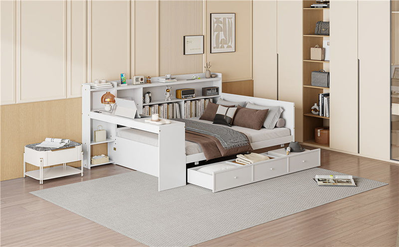 Daybed With 3 Drawers USB Ports And Desk - R&R Furniture Gallery (Fountain Valley, CA)