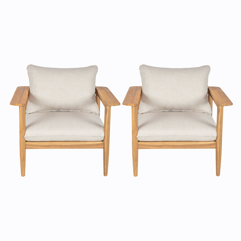 Terassi - Outdoor Lounge Chair (Set of 2) With Cushions - Beige / Light Teak - R&R Furniture Gallery (Fountain Valley, CA)