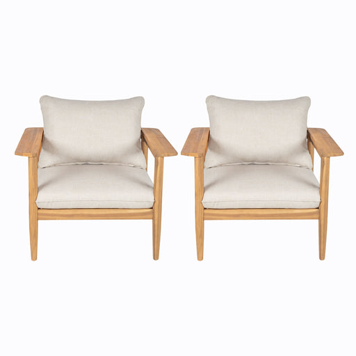 Terassi - Outdoor Lounge Chair (Set of 2) With Cushions - Beige / Light Teak - R&R Furniture Gallery (Fountain Valley, CA)