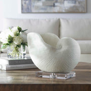 White Nautilus shell sculpture by Uttermost, decorative sculpture and figurine, detailed seashell design for coastal decor.