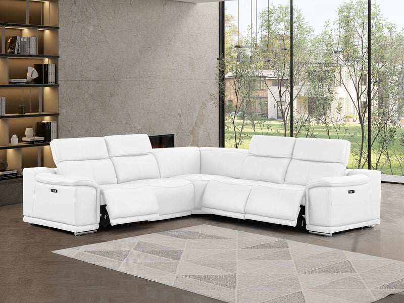 2679 - 5-Piece L-Shaped Power Reclining Sectional In Genuine Leather (3 Recliners)