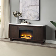 Edwyn - Server With Fireplace - Natural Marble Top & Espresso - R&R Furniture Gallery (Fountain Valley, CA)