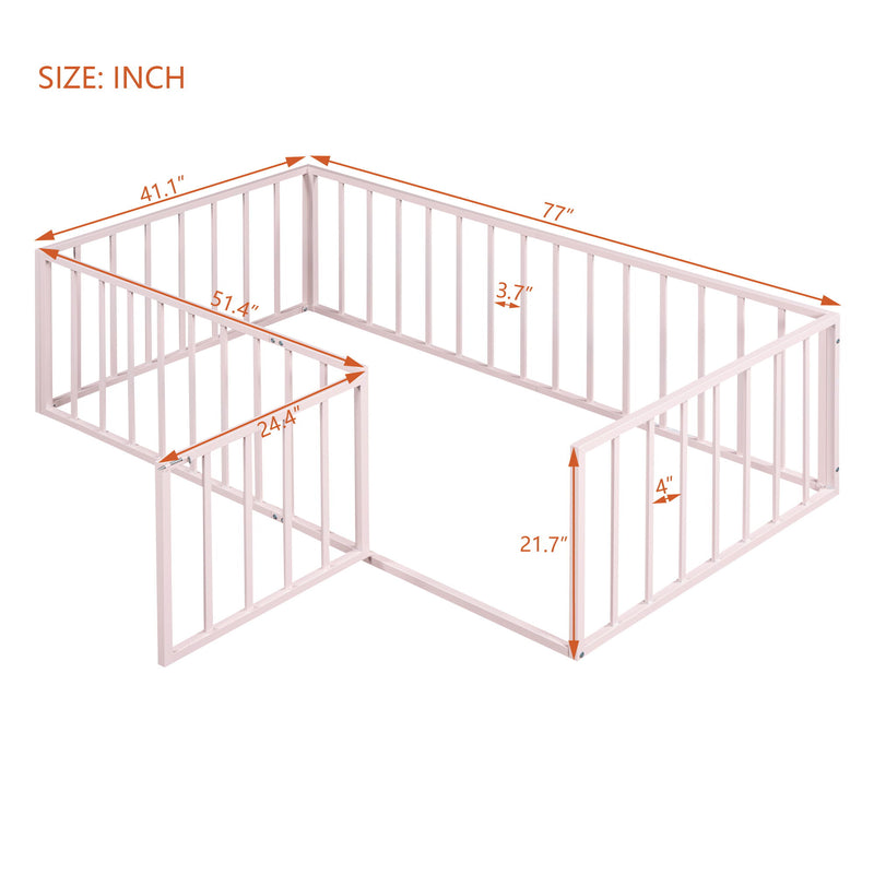 Metal Floor Bed Frame With Fence And Door - R&R Furniture Gallery (Fountain Valley, CA)